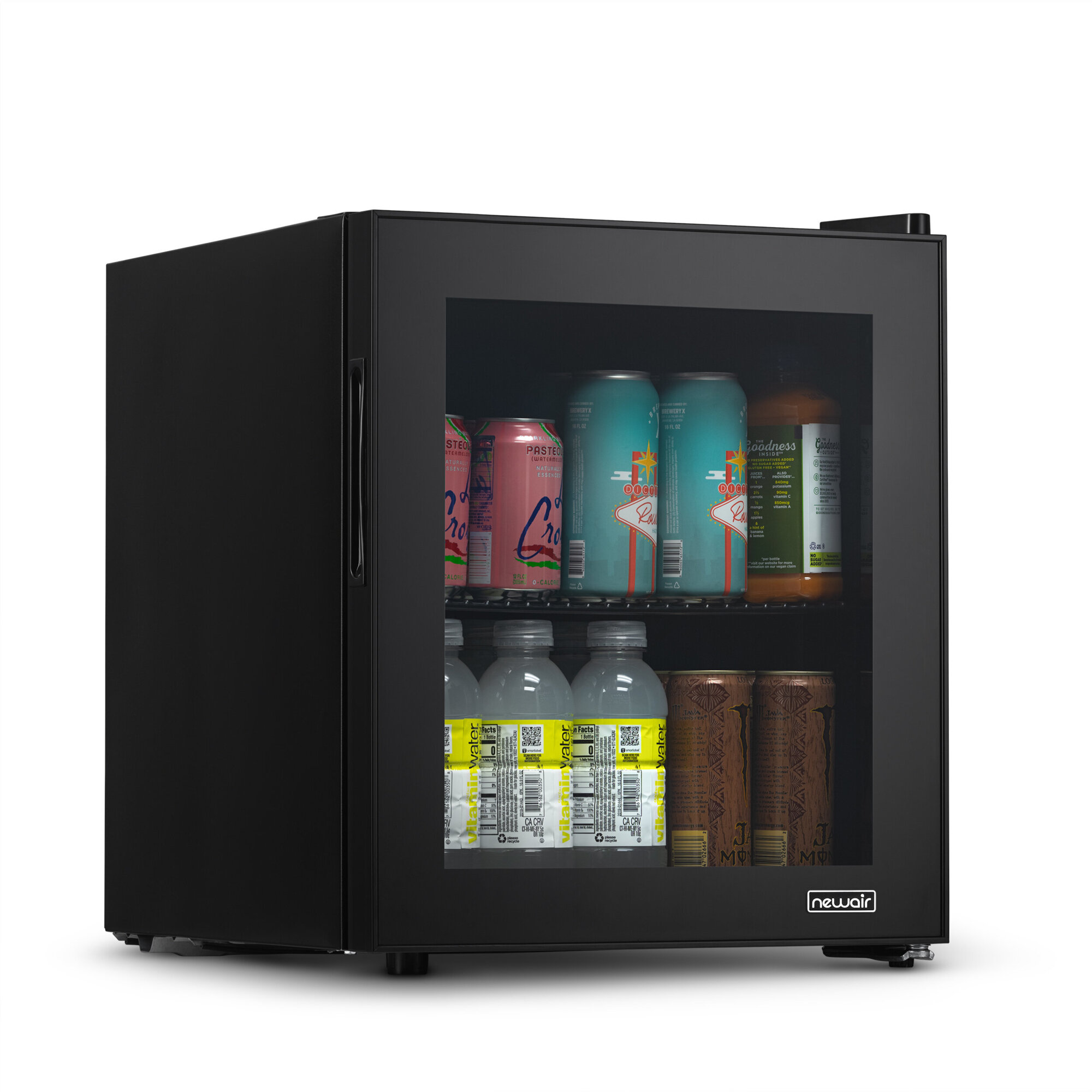 Newair, Small Freestanding Mini Fridge in Black, Can Capacity 60, Height 20.28 in, Model# AB-600B